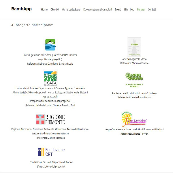 partner del progetto bambapp, un social network per la diffusione dei bambu in piemonte