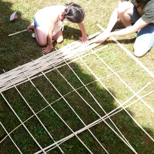 canne di bambu' splittate ad incrocio semplice